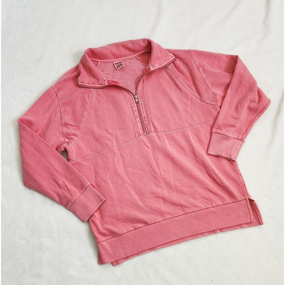 VS PINK: fleece half-zip oversized pullover - Picture 1 of 3